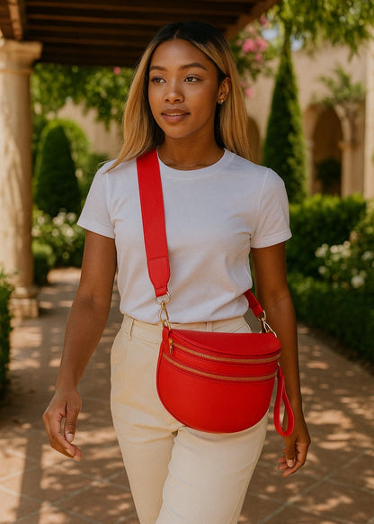 Elegant leather belt bag for hands-free fashion 