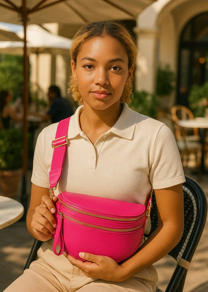 Elegant leather belt bag for hands-free fashion 