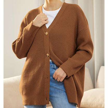 Silya™ - Women's V-neck solid color knitted sweater 