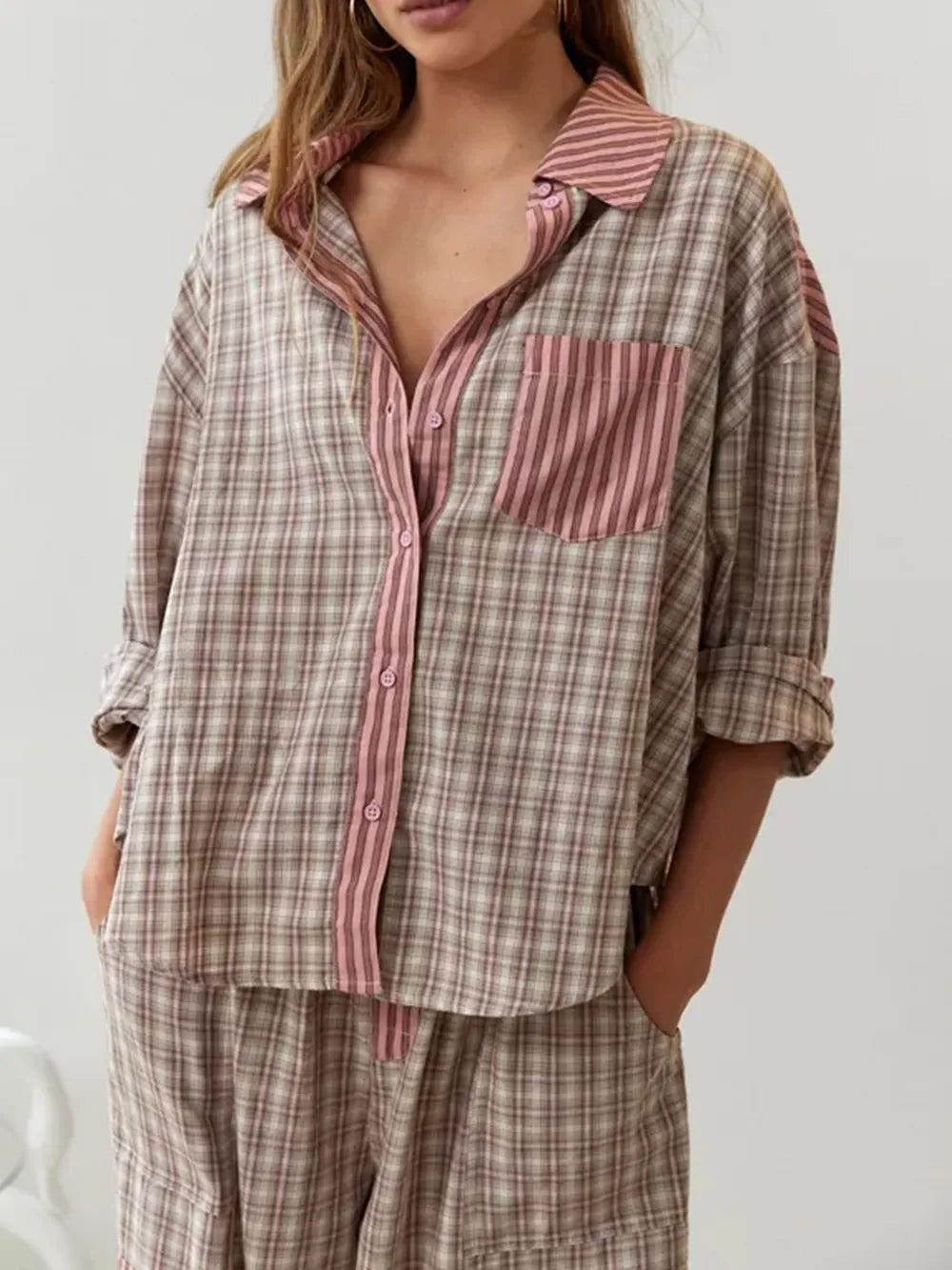 Viktoria | 2-piece women's pajama set | Cotton loungewear with shirt and trousers