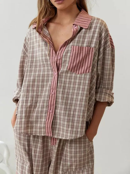 Viktoria | 2-piece women's pajama set | Cotton loungewear with shirt and trousers