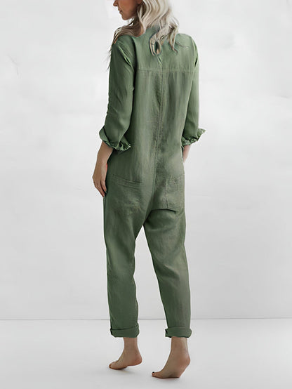 Scarlett™ - Long Sleeve Button-Front Jumpsuit [Last Day Discount]