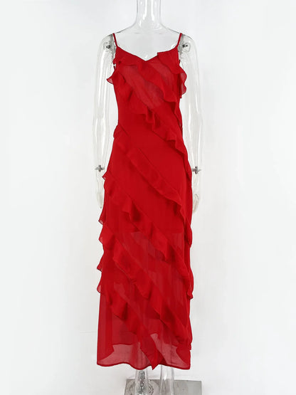 Giulia I Red chiffon slips for women