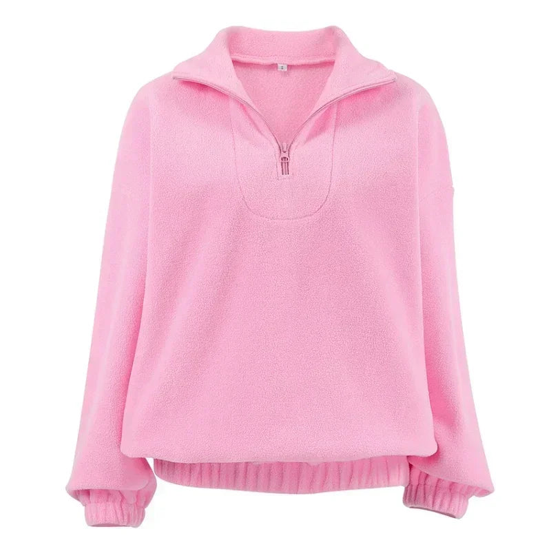 Pinkee™ – Cozy fleece zip-up sweater
