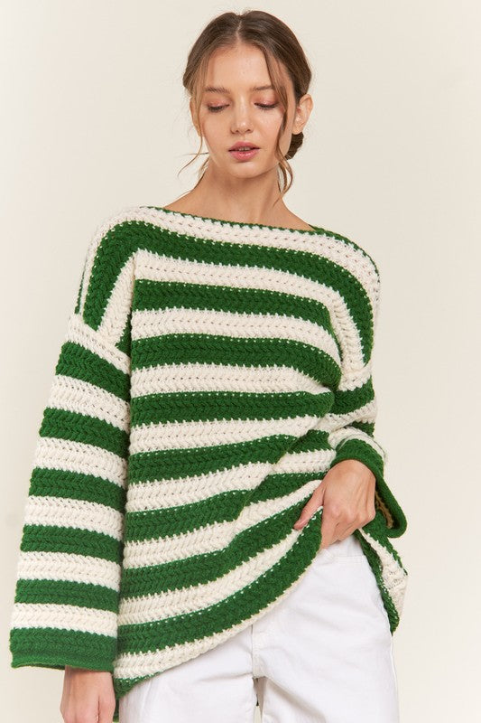 Tyla™ - Green striped sweater 