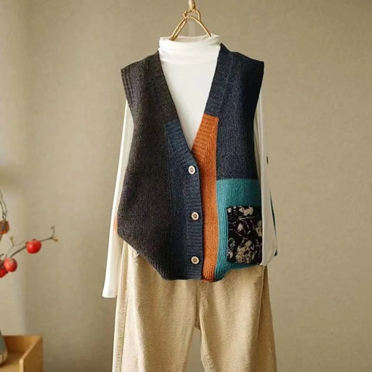 Ede™ – Stylish knitted vest with patchwork design