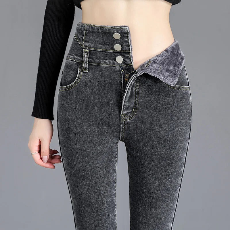 Adolf™ – Stylish high-waist jeans with fleece lining