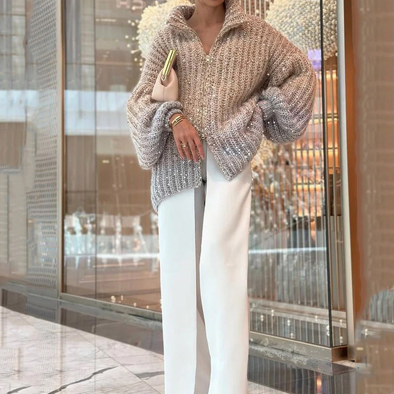 Glittering knit cardigan with sequins 