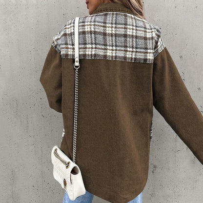 Stylish checked jacket with classic collar and button detail 