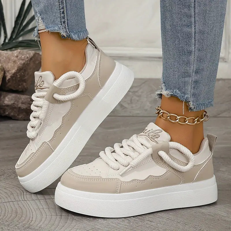 Breathable lift sneakers with a solid color design 