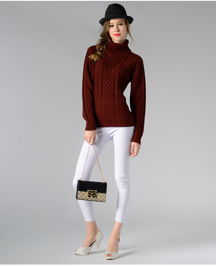 Celina™ - Women's long-sleeved cable-knit turtleneck sweater