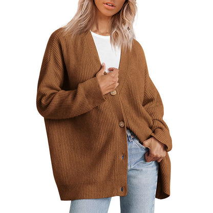 Silya™ - Women's V-neck solid color knitted sweater 