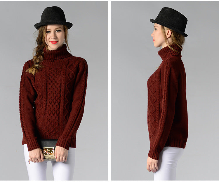 Celina™ - Women's long-sleeved cable-knit turtleneck sweater