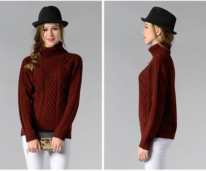 Celina™ - Women's long-sleeved cable-knit turtleneck sweater