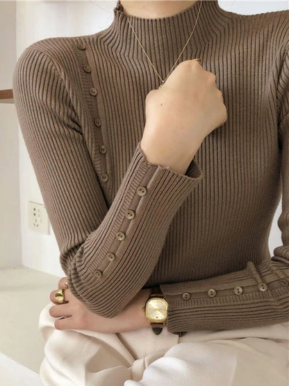 Adolf™ – Elegant sweater with decorative buttons and stand-up collar