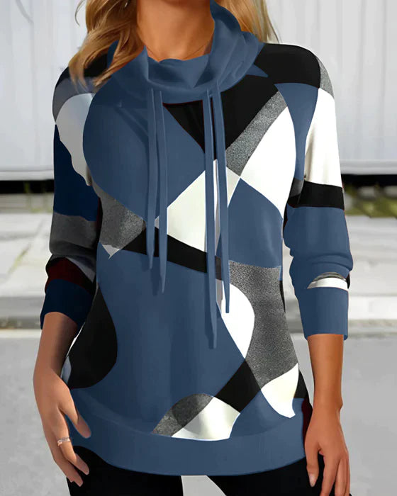 Tamara™ - Contrast High Neck Hooded Top [Last Day Discount]