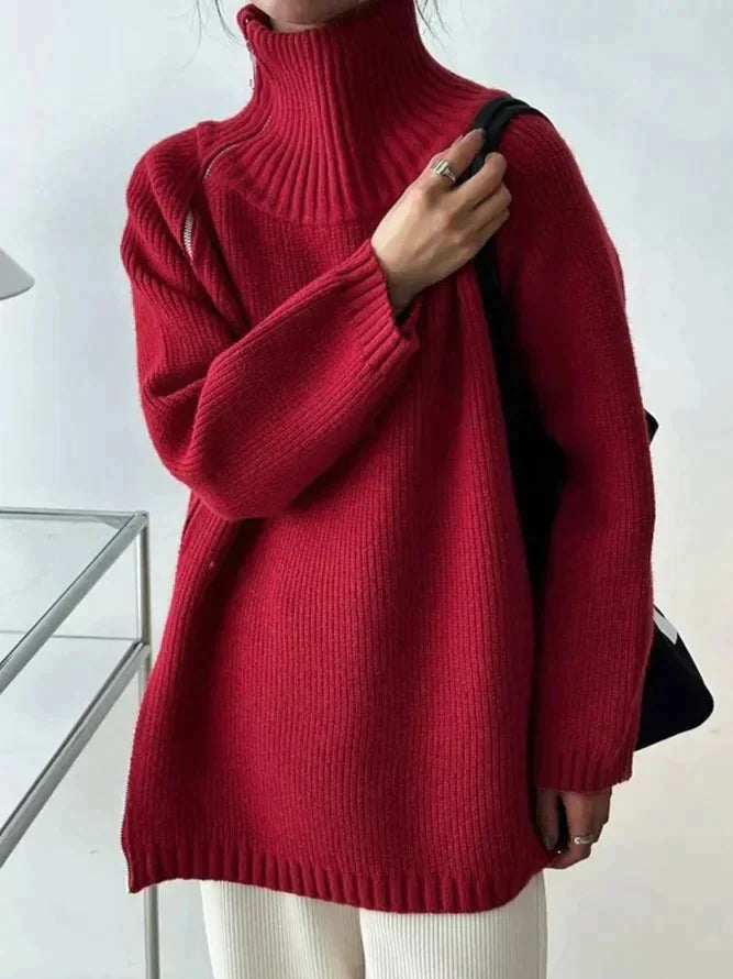 Scarlet™ | Red high-neck sweater 