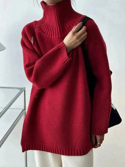 Scarlet™ | Red high-neck sweater 