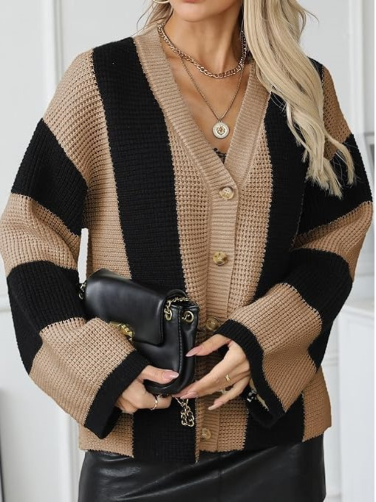 Ede™ striped oversized knit cardigan