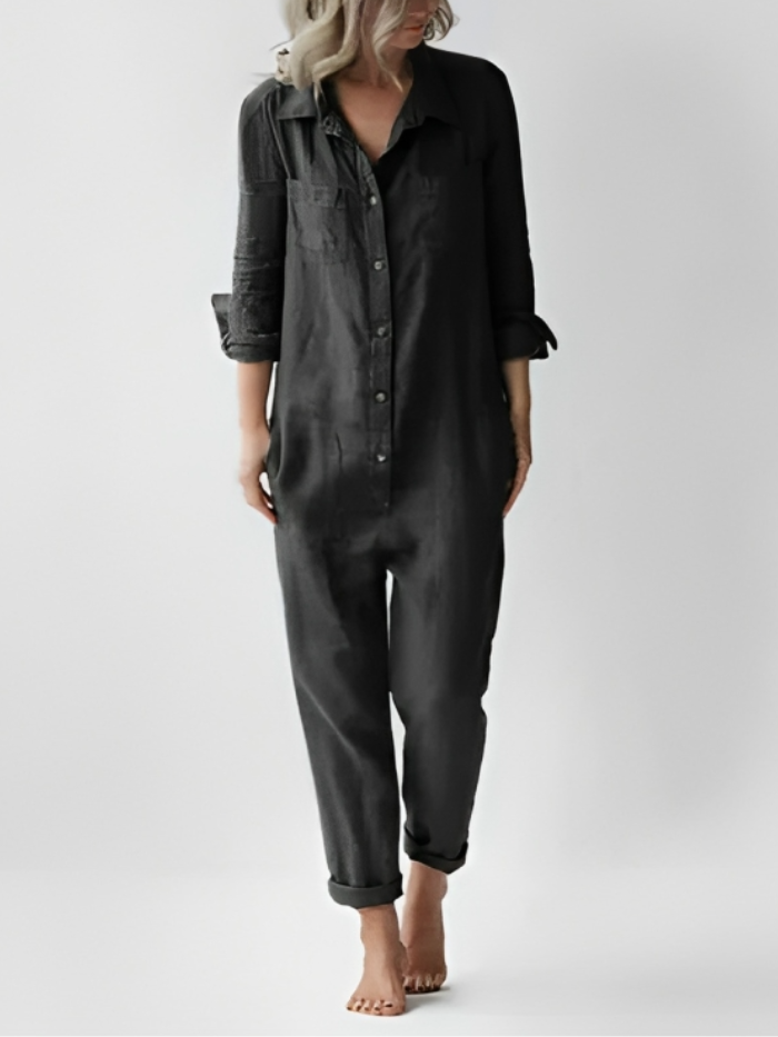 Scarlett™ - Long Sleeve Button-Front Jumpsuit [Last Day Discount]