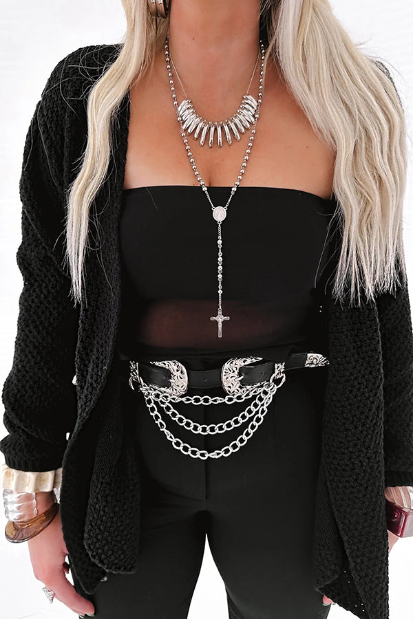 Cozy mid-length cardigan with long sleeves 