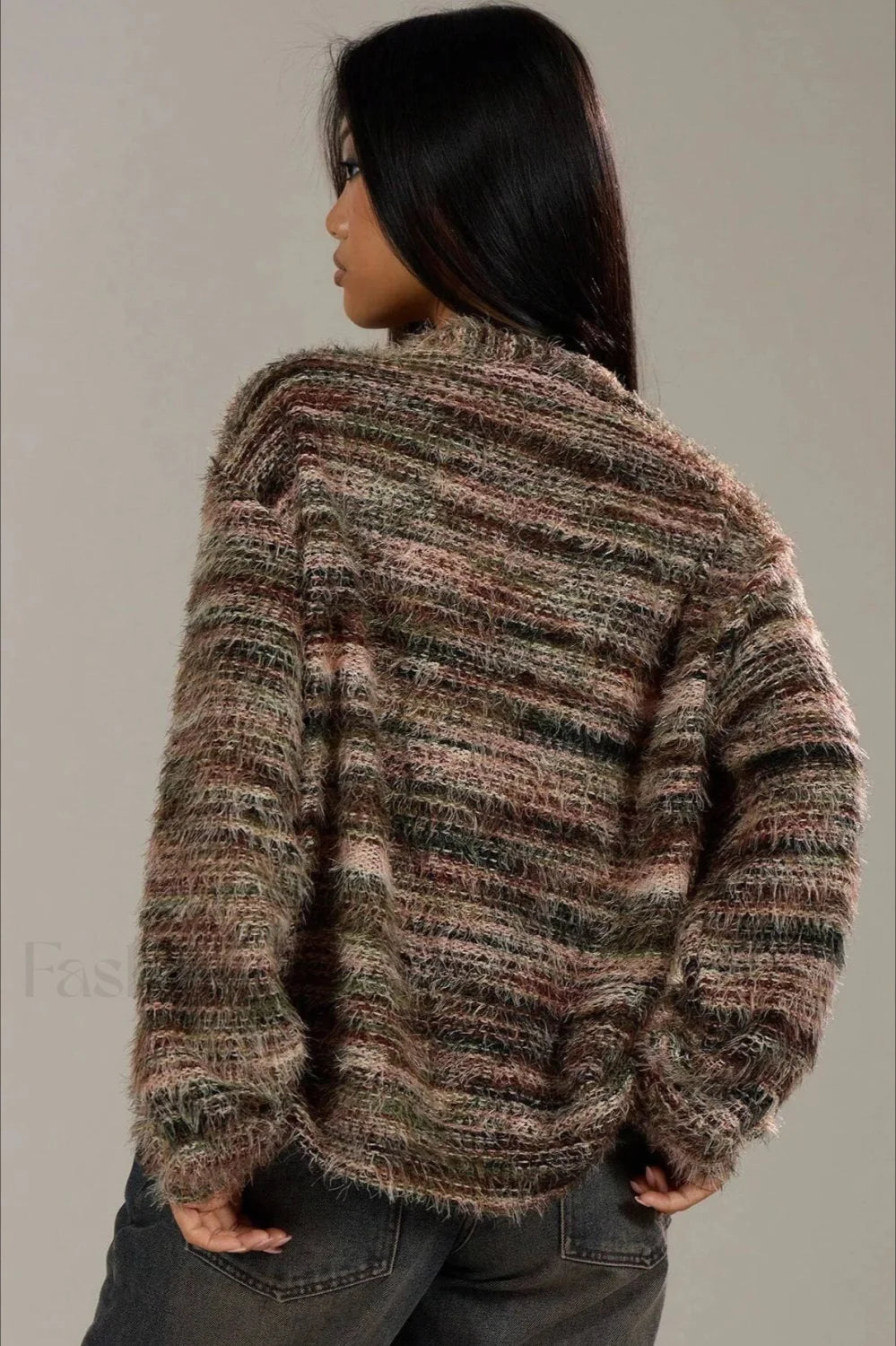 Cozy vintage striped V-neck cardigan 