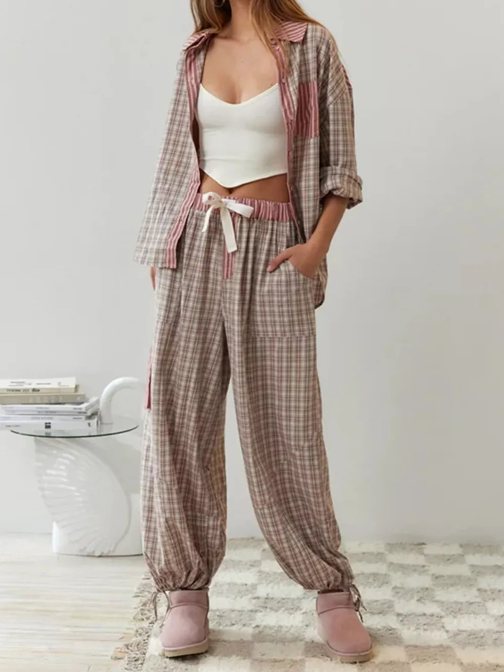 Viktoria | 2-piece women's pajama set | Cotton loungewear with shirt and trousers