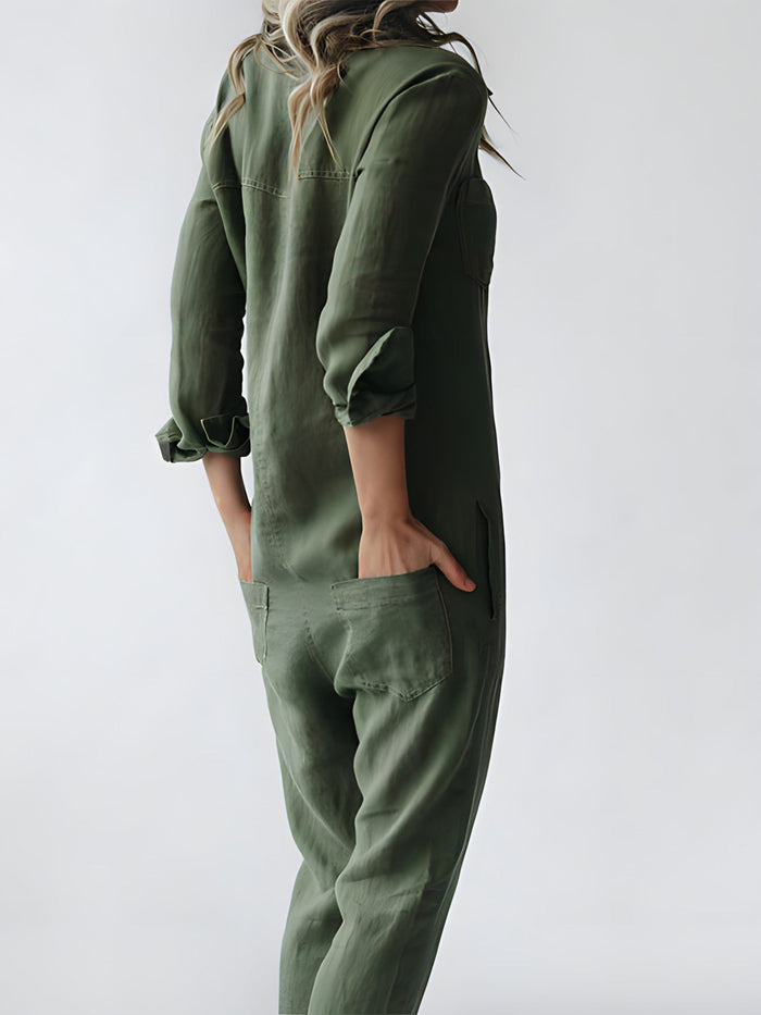 Scarlett™ - Long Sleeve Button-Front Jumpsuit [Last Day Discount]