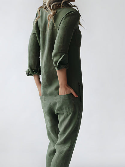 Scarlett™ - Long Sleeve Button-Front Jumpsuit [Last Day Discount]