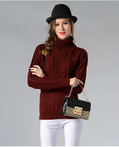 Celina™ - Women's long-sleeved cable-knit turtleneck sweater