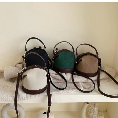 Retro Chic Bucket Shoulder Bag 