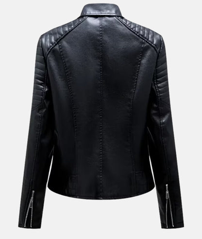 Stylish women's faux leather biker jacket 