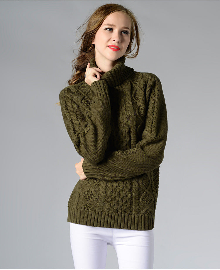Celina™ - Women's long-sleeved cable-knit turtleneck sweater