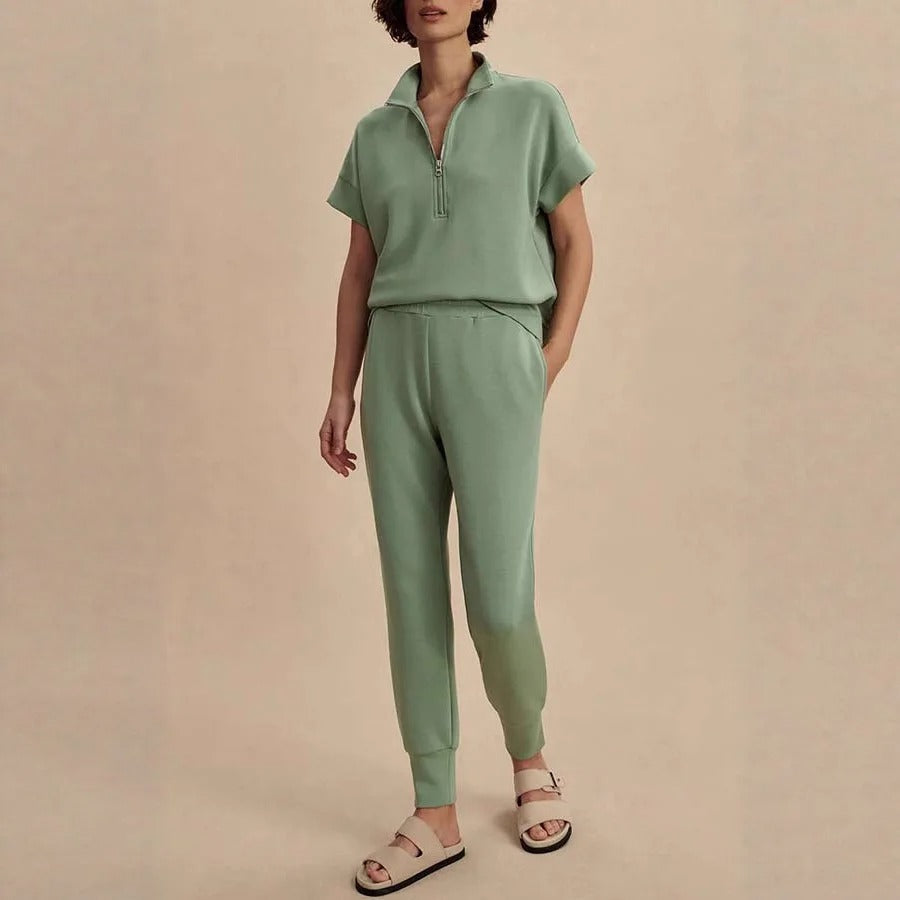 Cozy half-zip sweatshirt and jogger lounge set 