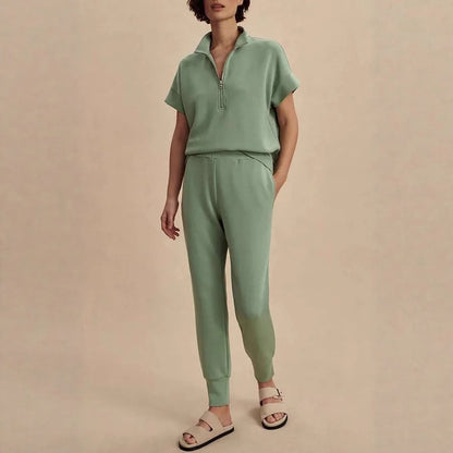 Cozy half-zip sweatshirt and jogger lounge set 