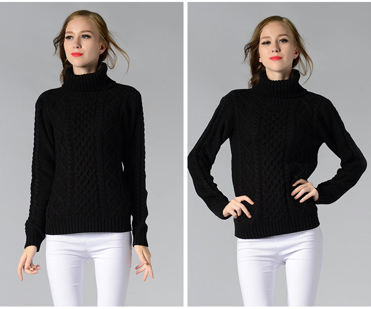 Celina™ - Women's long-sleeved cable-knit turtleneck sweater