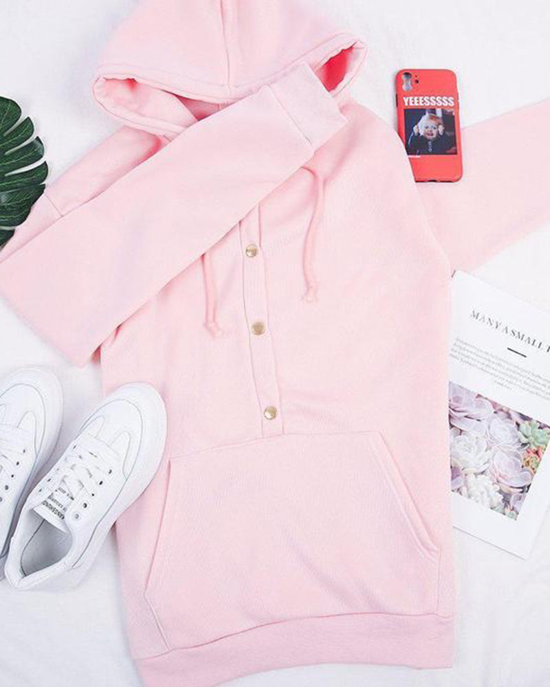 Cozy pink hooded sweatshirt with kangaroo pockets for women 
