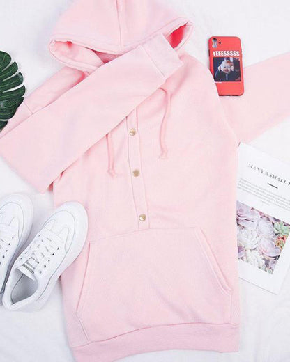 Cozy pink hooded sweatshirt with kangaroo pockets for women 