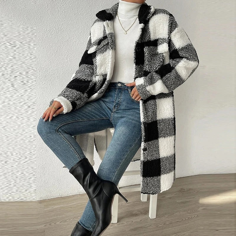 Karla | Checked teddy fleece overshirt