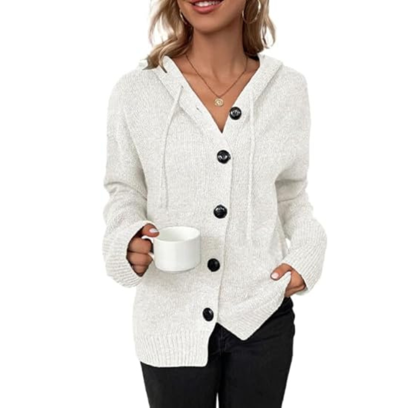 Cozy knitted cardigan with button placket for women 