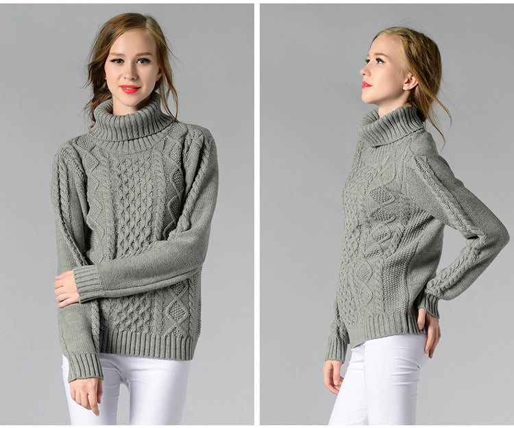 Celina™ - Women's long-sleeved cable-knit turtleneck sweater