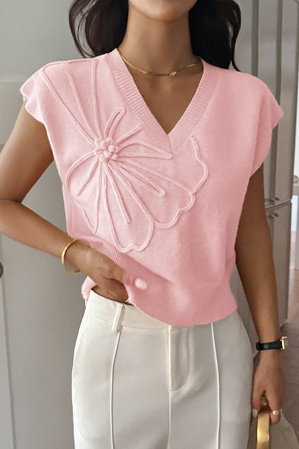 Cozy, loose-fitting knitted vest with a V-neck 