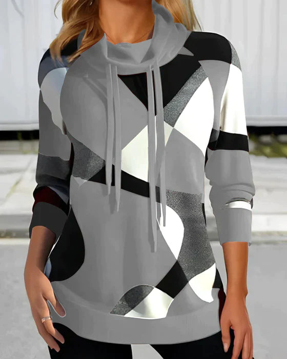 Tamara™ - Contrast High Neck Hooded Top [Last Day Discount]