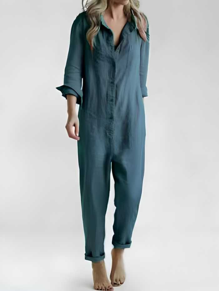Scarlett™ - Long Sleeve Button-Front Jumpsuit [Last Day Discount]