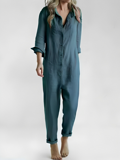 Scarlett™ - Long Sleeve Button-Front Jumpsuit [Last Day Discount]