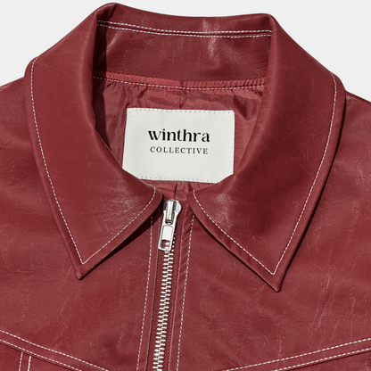 Winthra™ - Oversized Jacket with Contrast Stitching Red [Last Day Discount]