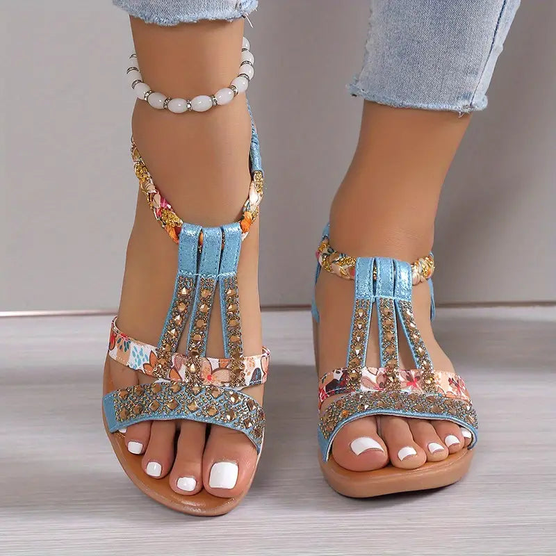 Inka™ - Boho Glam Rhinestone Braided Wedge Sandals [Last Day Sale]