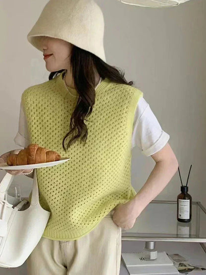 Women's Sleeveless Knit Sweater, Lightweight Loose Top 