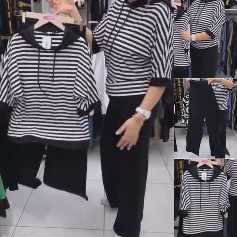 Stylish striped two-piece set for women 