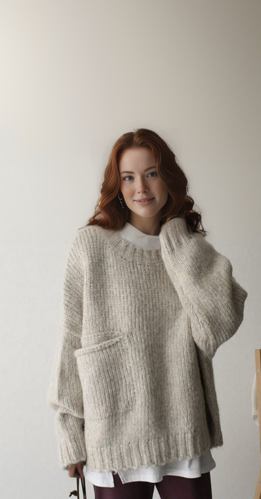 Jelena™ - Oversized knitted sweater with pocket